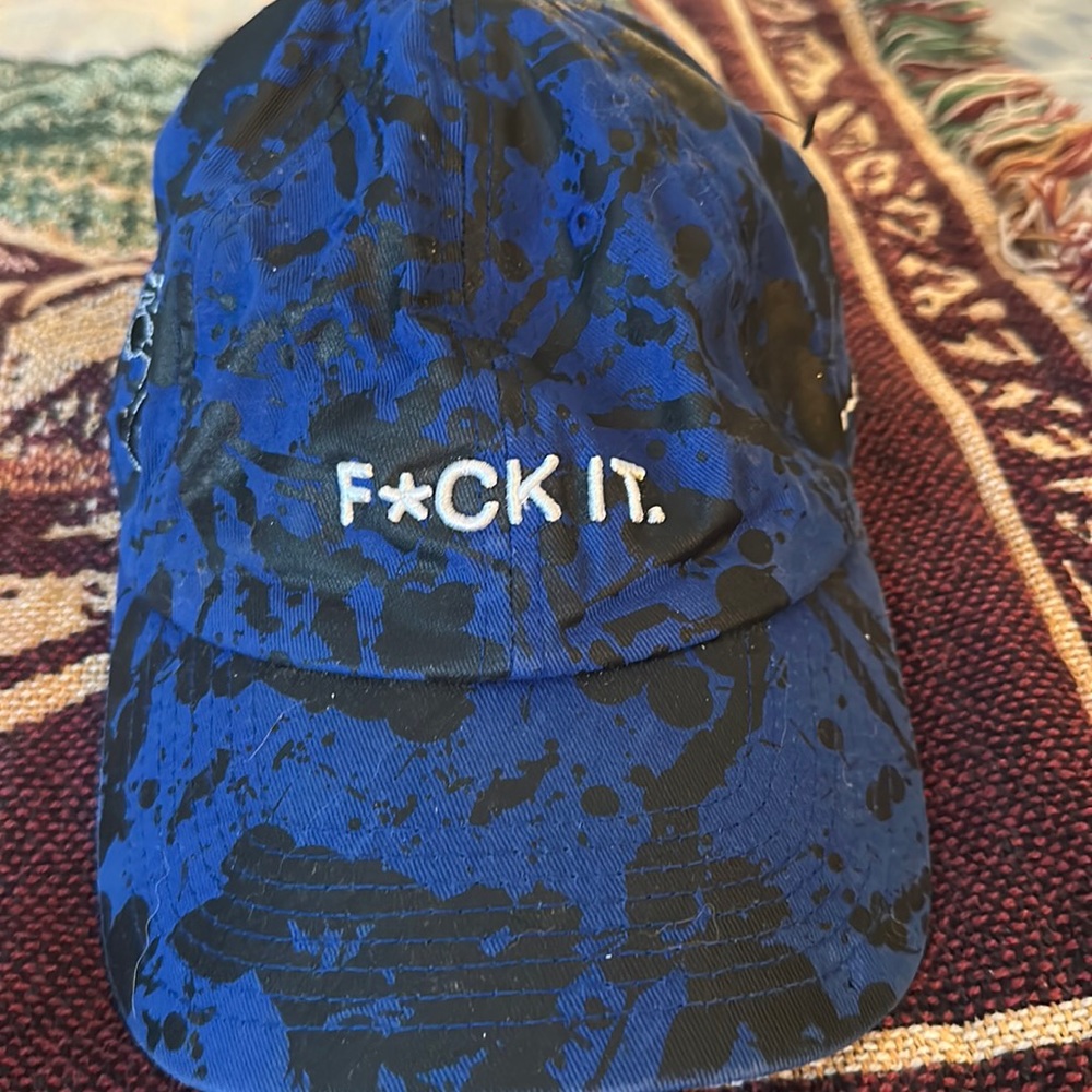 modern fieldgrade blue and black adjustable back strap hat with brand embroidery